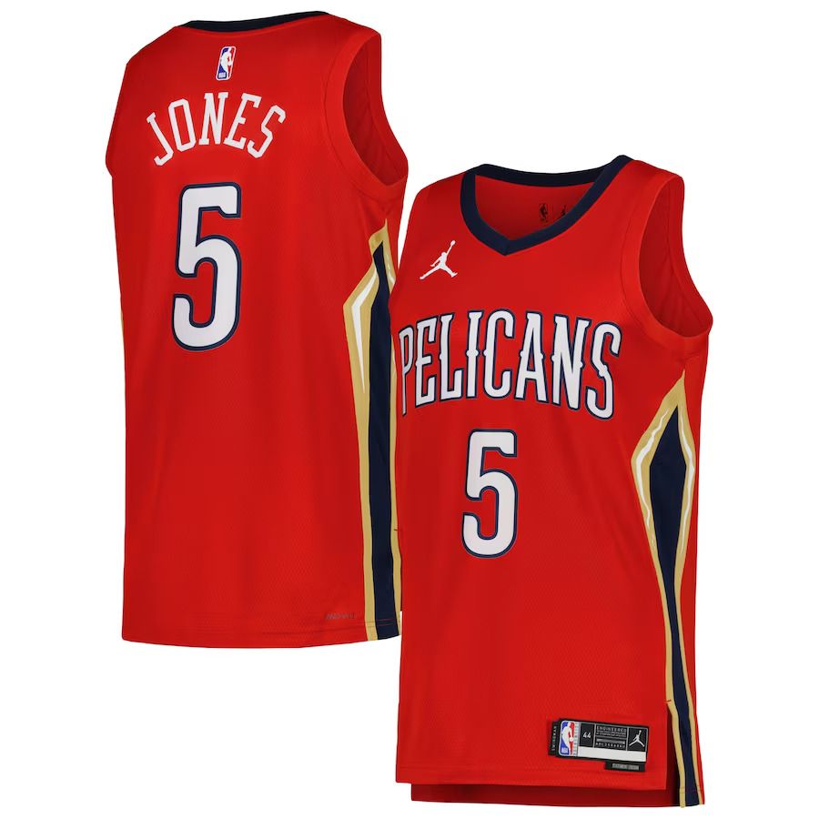 Men New Orleans Pelicans 5 Herbert Jones Jordan Brand Red Statement Edition 2022-23 Replica Swingman NBA Jersey